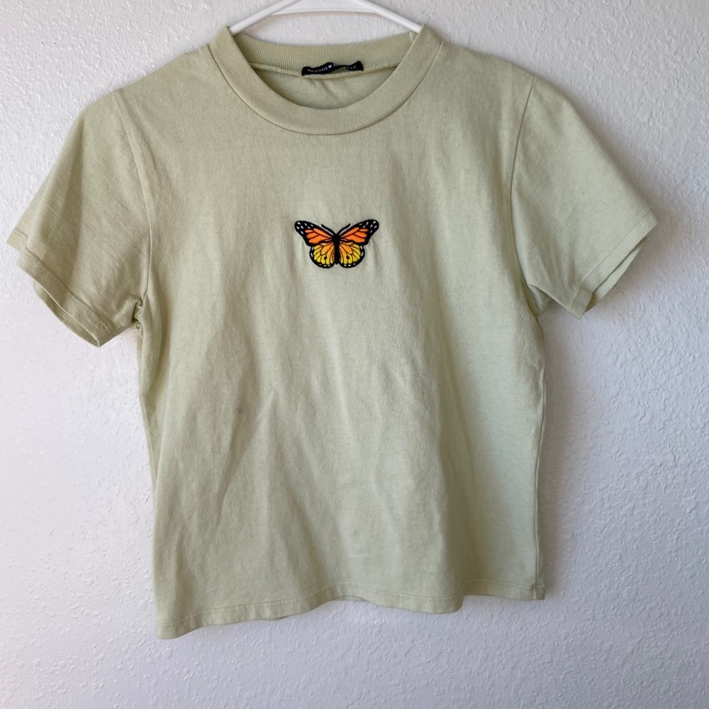 Brandy Melville Pastel Green Butterfly Crop Top